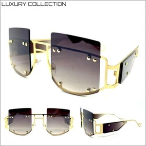 Classic Modern Contemporary RETRO Style SUNGLASSES Unique Funky Gold Metal Frame - Picture 1 of 8