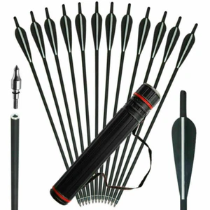 12Pcs 20" Carbon Arrows 8.8mm Crossbow Bolts For Crossbow Hunting Archery Quiver - Picture 1 of 17