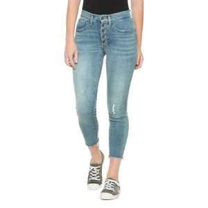 Lucky Brand Light Blue Stretch Hi-Rise Button Fly Distressed Crop Jeans sz 2/26 - Picture 1 of 7