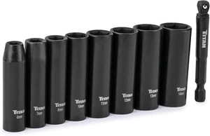 Titan 46401 9-Piece 1/4-Inch Drive Metric Deep Impact Socket Set - Picture 1 of 3