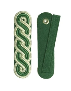 Schultergeflechte silber/grün Schulterstücke auf dunkelgrünem Filz - Picture 1 of 1