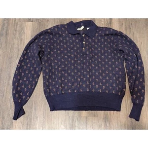 Saks Fifth Avenue Wool Polo Sweater Paisley Print Made in Italy M (Read) - Picture 1 of 5