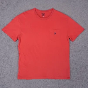 Polo Ralph Lauren Mens Medium Coral Red 100% Cotton Short Sleeve Pocket T Shirt - Picture 1 of 5