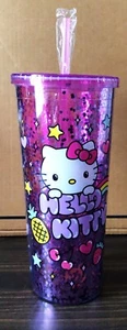 NEW Silver Buffalo Hello Kitty Rainbow Confetti Plastic Tumbler Straw/Lid 32oz - Picture 1 of 6