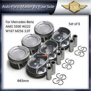6x Pistons Pins & Rings Set Φ83mm For Mercedes-Benz AMG S500 W222 W167 M256 3.0T - Picture 1 of 9