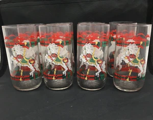 Set of Eight Vintage 1990 Libbey House Of Lloyd Carousel Horse Holliday Glasses - Picture 1 of 9