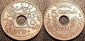 Tunisia - Protettorato Francese - Ahmed Bey - 5 Centesimi 1931 Sup ! Lec #91 - Foto 1 di 1