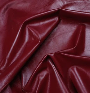 MAROON Nappa Soft Premium Quality Sheepskin Genuine Leather Hide- NO Holes 6Sqft - Picture 1 of 5