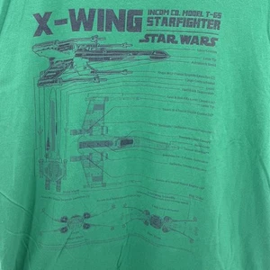 Star Wars X-Wing Schematic T-Shirt Men XL Green INCOM Co T-65 Starfighter - Picture 1 of 5