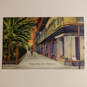 Postkarte Pirates Alley, New Orleans Lousiana Old Orleans Alley unbesendet Leinen - Bild 1 von 8