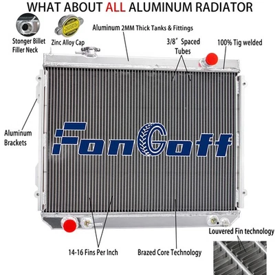 3 Row Aluminum Radiator Fit Toyota Tacoma 2.7L L4 3.4L V6 AT 1995-2004 2002 2003 - Image 1 of 4