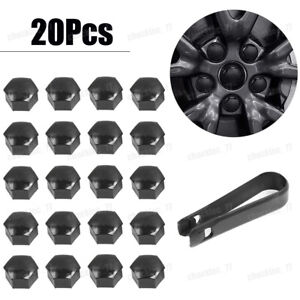 20x 17mm Car Wheel Nut Lug Covers Cap Screw W/ Clip Universal Accessories Black