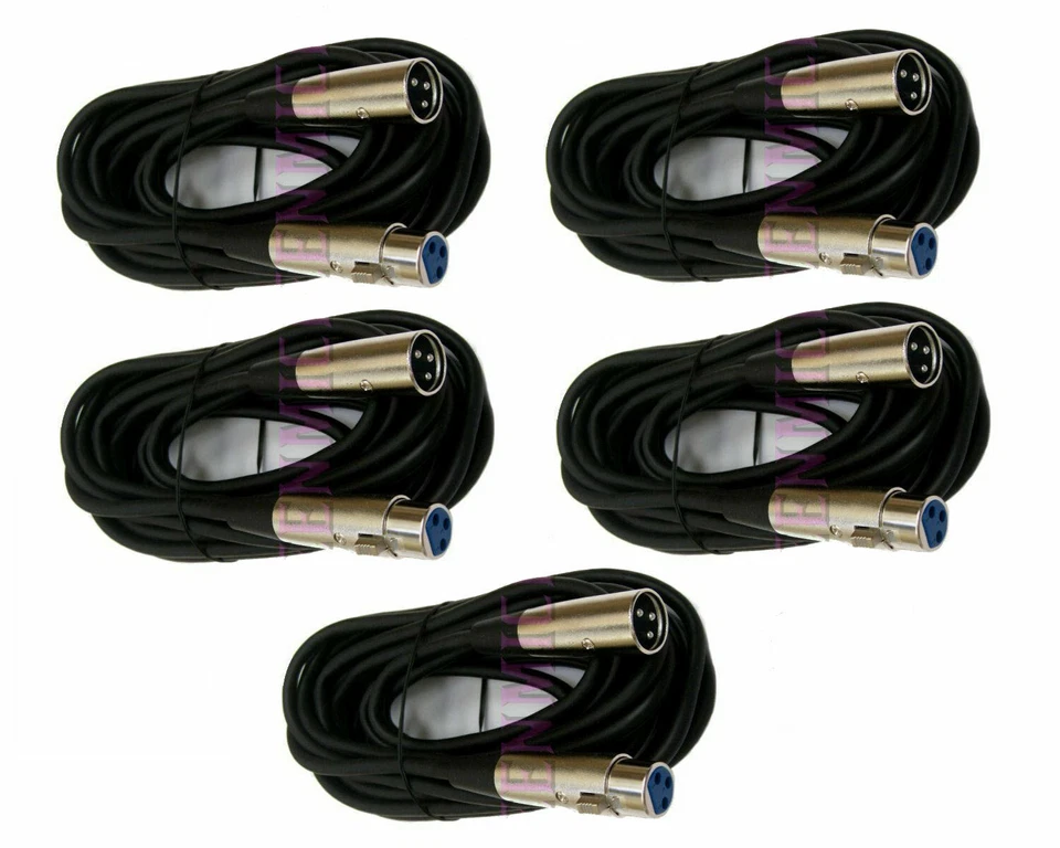 5x 25Ft XLR 3Pin Male to Female Microphone Mic Cord Audio Shielded Cable 25 Foot