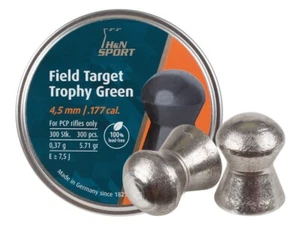 H&N Field Target Trophy Green 300 Count LEAD-FREE 4.5mm .177 Caliber Pellets B - Picture 1 of 3