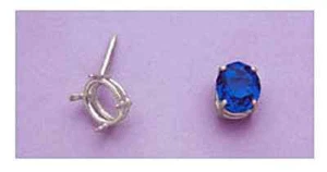 Oval Cast Wire 925 Sterling Silver Pre-Notched Tie Tack Setting (8x6mm-12x10mm) - Picture 1 of 2