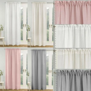Tahiti Voile Panel Pom Pom Edging. Choice of Colours & Sizes - Picture 1 of 13