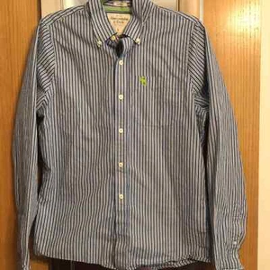 Abercrombie & Fitch Muscle blue & white striped button down dress shirt Large - Picture 1 of 7