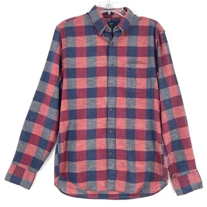 J. Camicia girocollo uomo taglia media rossa blu bufalo check slim fit preppy abbottonata - Foto 1 di 7
