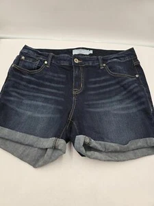 Torrid Stretch Blue Denim Dark Wash Cuffed Hem Classic Woman's 14 Jean Shorts - Picture 1 of 11