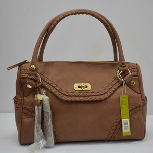 GIANNI BINI SADDLE BROWN BROOKLYN SATCHEL HANDBAG PURSE NWT - Picture 1 of 12