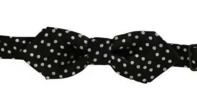 DOLCE & GABBANA Pajarita Hombres Negro Lunares Seda Cuello Ajustable Papillon $200 Foto 1 de 4