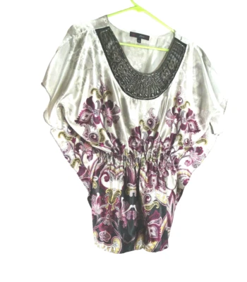 Heart Soul S 码上衣珠宝缎衬衫上衣  — 第 1/3 张图片