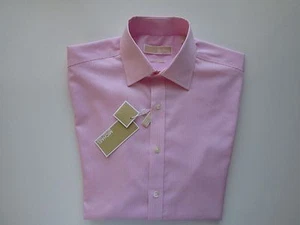Michael Kors Spread Twilled Men’s Dress Shirt White Pink Stripes 15.5 | 35 UPC40 - Picture 1 of 10