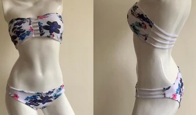 Floral Print Bandeau Bikini Set top and bottoms NEW, small medium 6 8 10 12 - Image 1 of 2