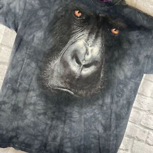 The Mountain Gorilla Face  Men's 2XL T-Shirt Black Tie Dye 100% Cotton Made USA