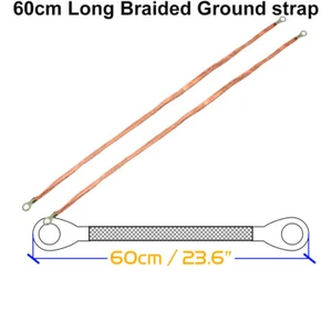 60cm Braided Ground Straps Bonding For High Voltage Devices Auto Truck 12V Cable - Picture 1 of 12