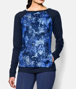 Under Armour UA StudioLux Take-A-Chance Crew Blue Long Sleeve Top Women's M NWT - Foto 1 di 6