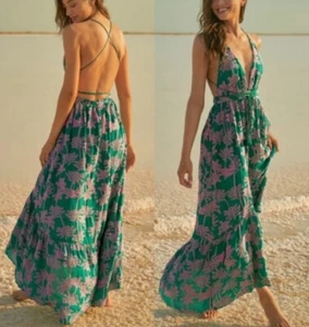 MAAJI Embroidered Palms Moon Bay Maxi Dress SZ L NWT - Picture 1 of 8