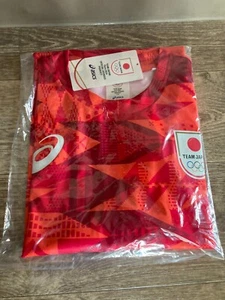 Olympics Paris 2024 TEAM JAPAN Official T-shirt Replica ASICS Size S-L RED New - Picture 1 of 7