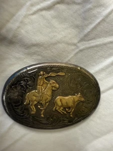 Rara fibbia da cowboy vintage Diablo in argento sterling - Foto 1 di 17