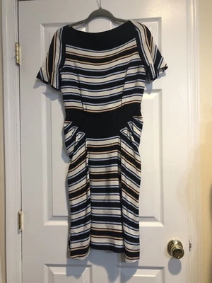 Платье Marc By MARC JACOBS белое темно-синее персиковое 100% шелк размер 4 - Изображение 1 из 4