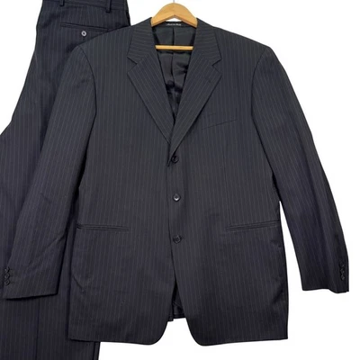 Traje De Colección Pal Zileri Negro Rayas 3 Botones 100% Lana Para Hombres 46L Pantalones 36x32 Foto 1 de 4