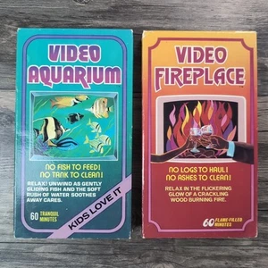 Vintage Video Naturals seltenes Video Aquarium & Kamin VHS 2er Set 60 Minuten 1982 - Bild 1 von 9