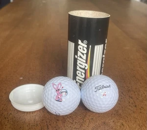 Ultra-Rare Energizer Bunny Titleist Golf Balls (2) in Battery Tube Unused - Picture 1 of 2
