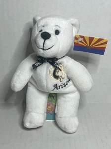 2001 AZ Arizona plush bear 8" by Symbolz Rare white US flag on feet VG - Picture 1 of 7