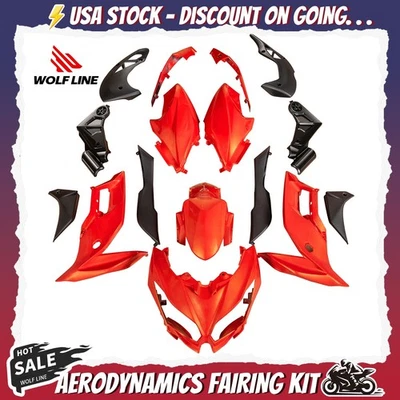 WOLFLINE Fairing Kit For Kawasaki Versys KLE 650 2015-2021 ABS Plastic Kit Red Foto 1 de 4