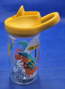 Botella de agua Camp CamelBak Kids 14 oz sin BPA dinosaurios tapa amarilla SIN USAR - Imagen 1 de 6
