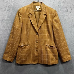 Blazer donna Talbots colore cammello misto lana seta a quadri taglia 16 - Foto 1 di 15