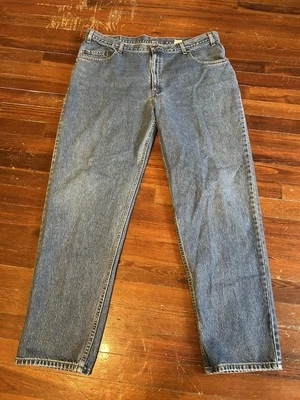 Pantalones de mezclilla azul vintage Levi’s 545 para hombre talla 44x32 calce suelto lengüeta marrón Y2K Foto 1 de 4