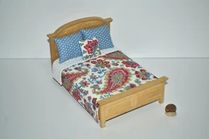 Miniature Dollhouse Bedspread/Comforter w-3 Pillows Handmade 1:12 Scale Spread - Picture 1 of 5