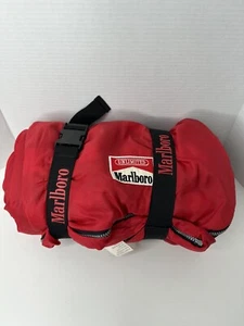 Vintage Marlboro Unlimited Sleeping Bag Red Buffalo Plaid Flannel Fabric Camping - Picture 1 of 5