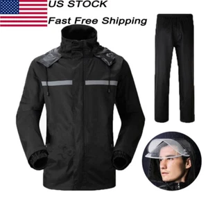 Adult Men Women Rain Suit Jackets Pant Gear Raincoat Waterproof motorcycle hivis - Picture 1 of 19