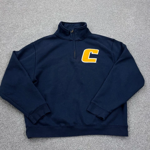 Chattanooga Mocs Sweatshirt Men Large Blue Sweater Quarter Zip Mock Neck Navy Cover