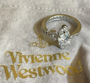 Vivienne Westwood Nana Silver tone with crystal orb ring size 7 #364 - Picture 1 of 5