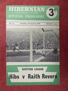 HIBERNIAN V RAITH ROVERS | 1958/1959 | LIGA ESCOCESA | 17 DE ENERO DE 1959 | CORREO GRATUITO - Imagen 1 de 3