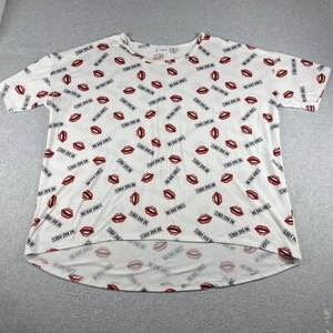 Lula Roe Top Womens 3XL White No Bad Vibes Lips All Over Print Short Sleeve - Picture 1 of 12
